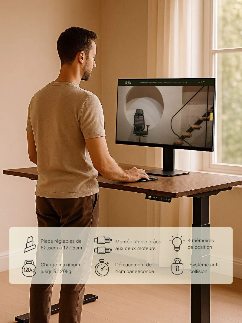 Advanced - Plateau Auva | Bureau Assis Debout Électrique, 70 cm, Angles arrondis - Image 6