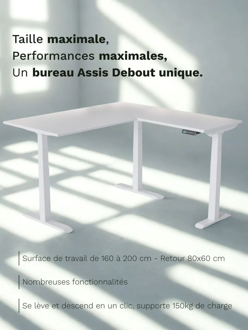 Tripod Pro - Plateau Essential | Bureau Assis Debout Électrique d'Angle - Image 3