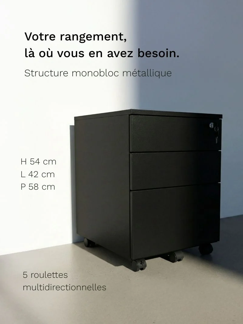 Caisson de Bureau 3 Tiroirs Métallique - Image 4