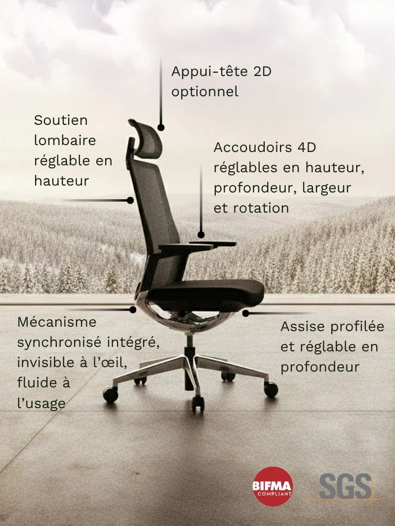 Chaise de Bureau Ergonomique | Invicta - Image 3