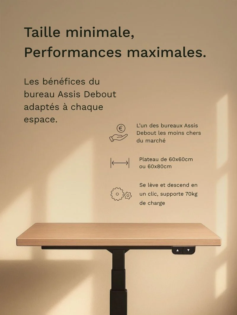 Bureau Assis Debout Electrique 80x60 | Mini Plus - Image 3