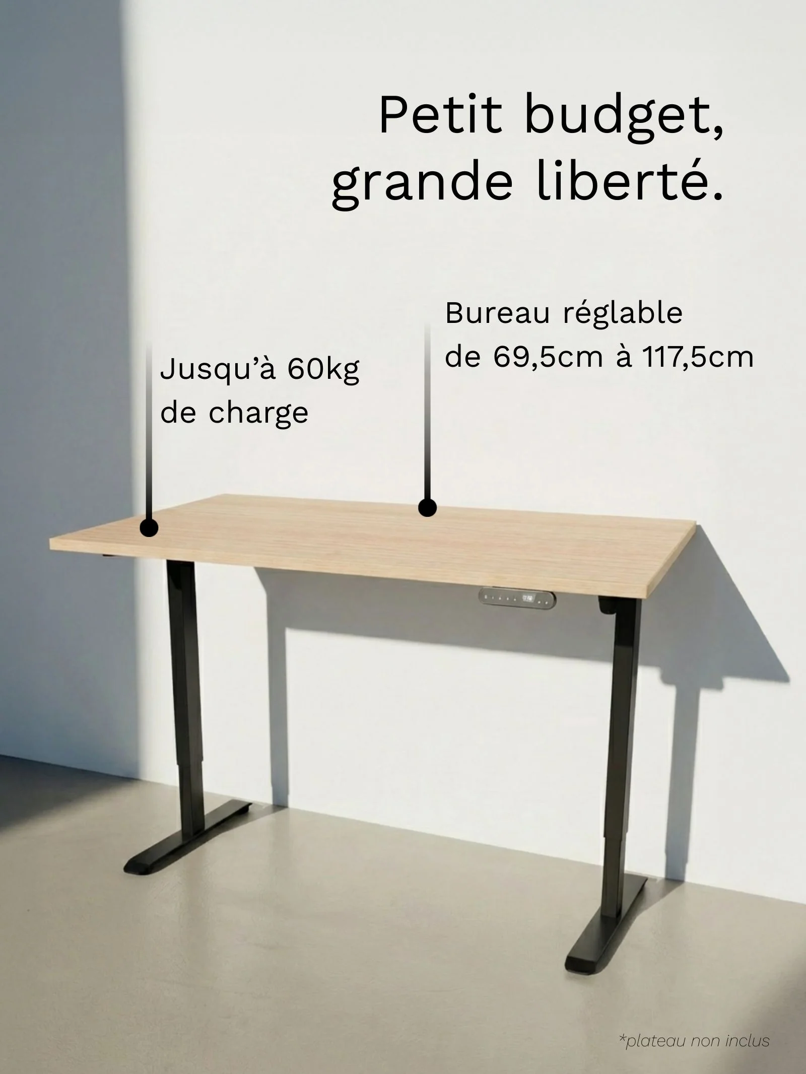 Start 1 | Pieds de Bureau Électrique Réglable en Hauteur - 1 moteur - Image 4
