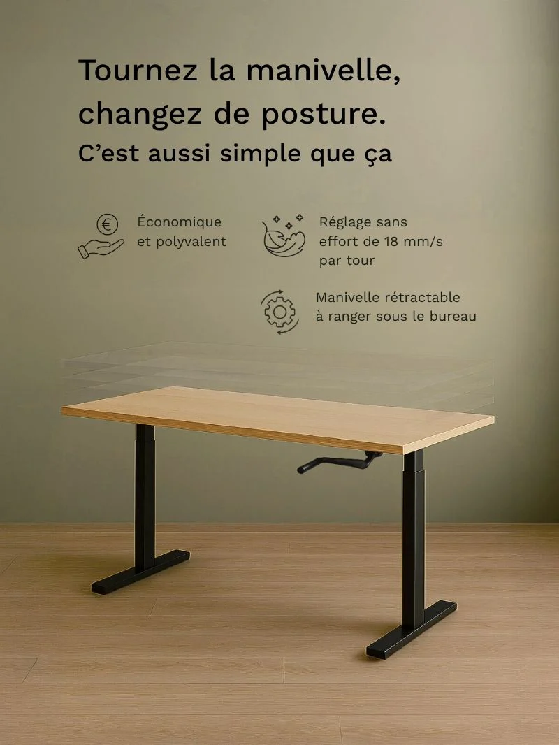 Handy Go - Plateau Essential | Bureau Assis Debout Manuel - Image 4
