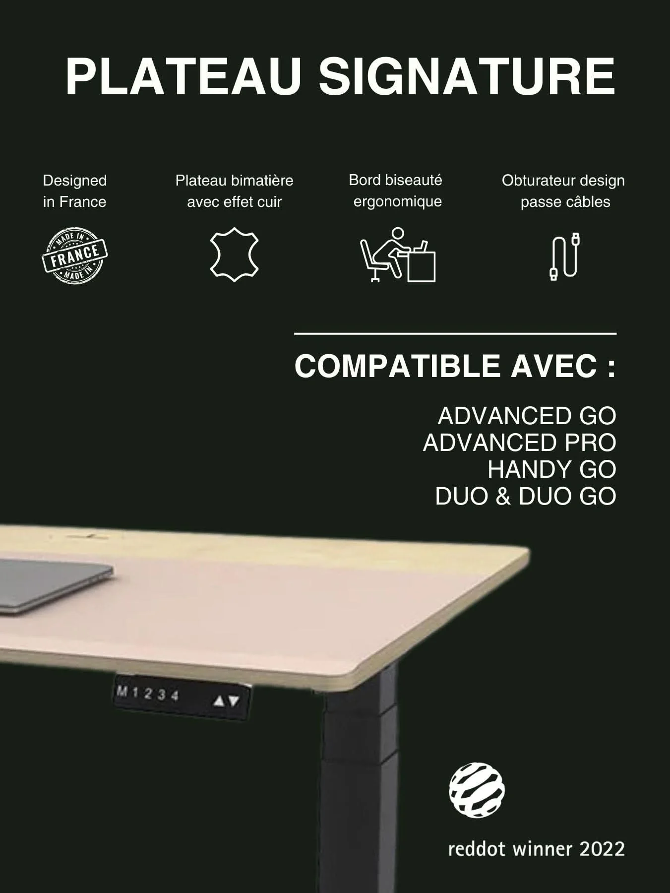 Signature | Plateau de Bureau Naturel Bi-matière - Image 3